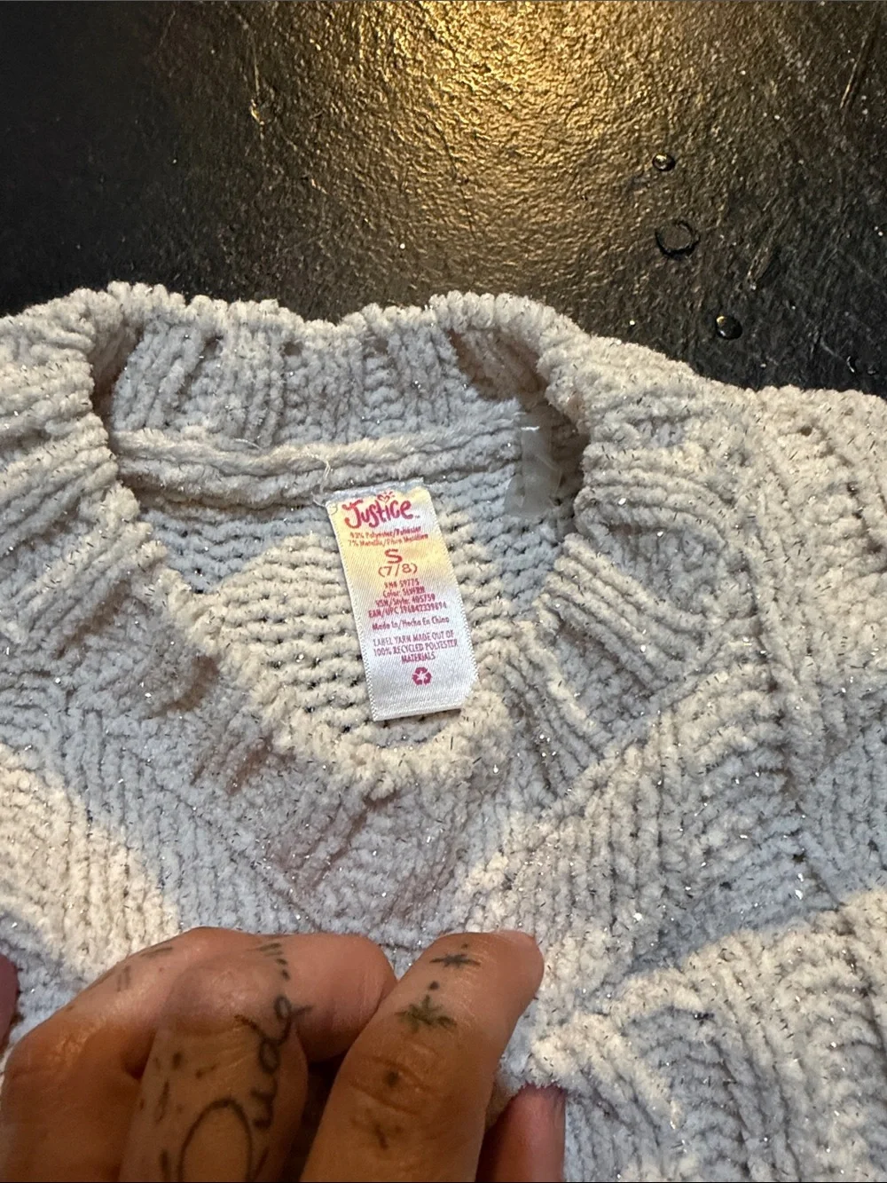 Justice sparkly crop sweater